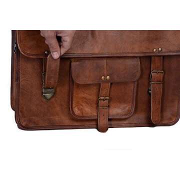 Leather briefcase for men 18 inch laptop messenger bag office satchel computer bag for men and women by KPL (18 INCH)
