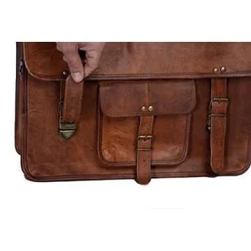 Leather briefcase for men 18 inch laptop messenger bag office satchel computer bag for men and women by KPL (18 INCH)