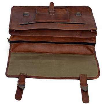Leather briefcase for men 18 inch laptop messenger bag office satchel computer bag for men and women by KPL (18 INCH)