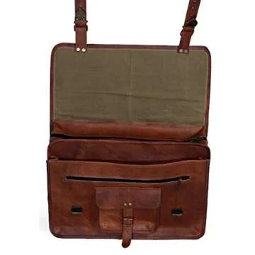 Leather briefcase for men 18 inch laptop messenger bag office satchel computer bag for men and women by KPL (18 INCH)
