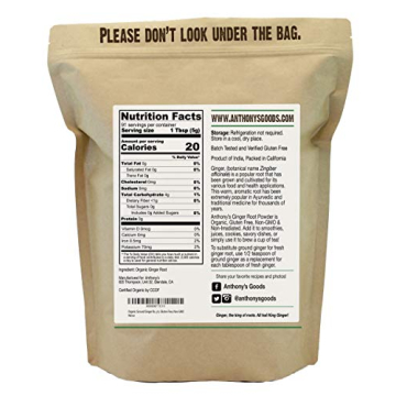 Anthony's Organic Ground Ginger Root Powder for Health and Flavor