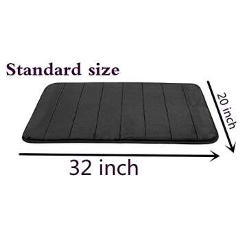FINDNEW 20"*32" Microfiber Memory Foam Bath Mat with Non-Skid Bottom Non-Slip Quickly Drying Black