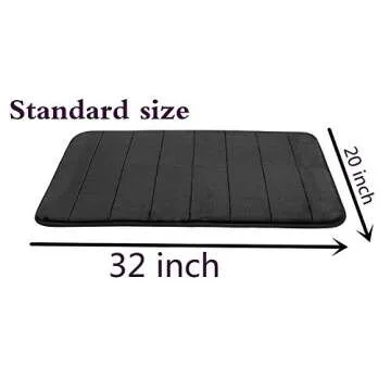 FINDNEW 20"*32" Microfiber Memory Foam Bath Mat with Non-Skid Bottom Non-Slip Quickly Drying Black