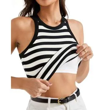 SUUKSESS Padded Cotton Ribbed Tank Tops for Women