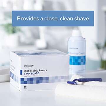 McKesson Disposable Razors [100 Count] Shaving Razor, Twin Blade, Stainless Steel Blade, For Men and Women, Bulk, Blue, 50 Count, Pack of 2