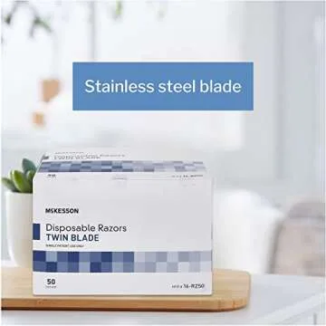 McKesson Disposable Razors [100 Count] Shaving Razor, Twin Blade, Stainless Steel Blade, For Men and Women, Bulk, Blue, 50 Count, Pack of 2