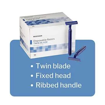 McKesson Disposable Razors [100 Count] Shaving Razor, Twin Blade, Stainless Steel Blade, For Men and Women, Bulk, Blue, 50 Count, Pack of 2