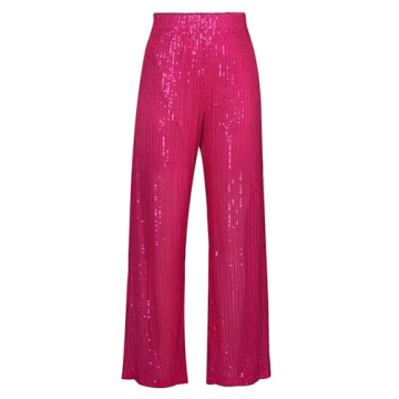 Aelidiya Women's Glitter Sequin Long Loose Pants for Chic Party Ready Style