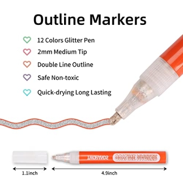 YISAN Glitter Markers: 12 Colors for Creative Crafting