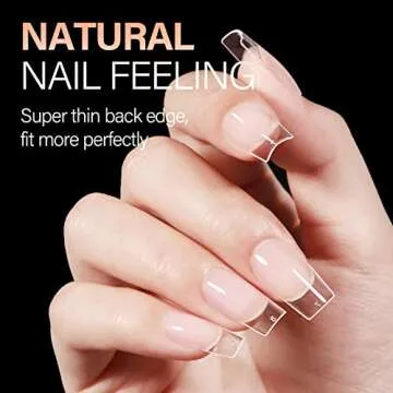 AILLSA Short Square Nail Tips - 504pcs Clear Soft Nail Tips Full Cover Gel Nails Tips Pre-shaped Acrylic for Extensions Easy for Home DIY Nail Salon 12 Sizes