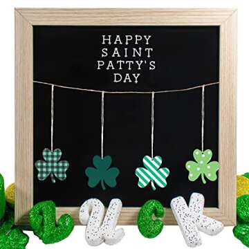 24 Pcs St Patricks Day Decorations Shamrocks Wooden Clover Ornament Shamrock Wooden Cutouts Hanging Ornament with Rope for St Patrick's Day Tree Table Decor(Simple Style)