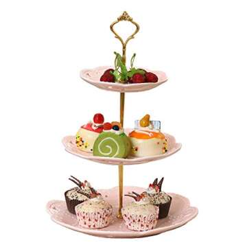 Shop Jusalpha 3-Tier Pink Cake and Dessert Stand