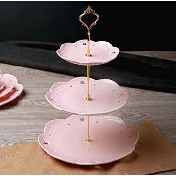 Shop Jusalpha 3-Tier Pink Cake and Dessert Stand