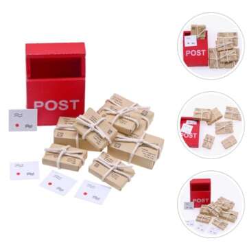 Toyvian 1:12 Scale Mini Mailbox Toy, Dollhouse Wooden Postbox Miniature Newspaper Ornaments Mini Envelope Model Dollhouse Furniture Accessories