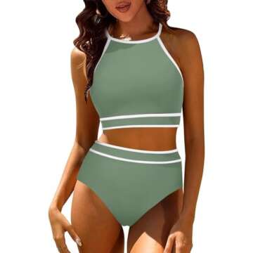 Big Spring Sale March Pallet Sale March Big Deals Two Piece Swimsuit for Women Halter Top High Waist...