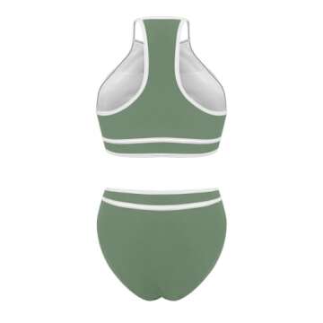 Big Spring Sale March Pallet Sale March Big Deals Two Piece Swimsuit for Women Halter Top High Waisted Bikini Sets Sporty Color Block Cheeky Bathing Suit On Amazon