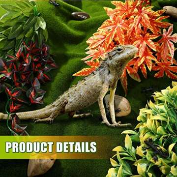 4 Pieces Artificial Reptile Plants Lifelike Reptiles Terrarium Leaves Chameleon Cage Accessories Plant Amphibian Hanging Terrarium Fake Decor Plants for Reptiles for Hermit Crab Lizards Geckos Snake