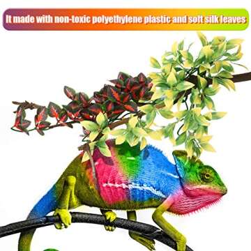 4 Pieces Artificial Reptile Plants Lifelike Reptiles Terrarium Leaves Chameleon Cage Accessories Plant Amphibian Hanging Terrarium Fake Decor Plants for Reptiles for Hermit Crab Lizards Geckos Snake