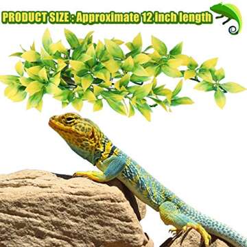 4 Pieces Artificial Reptile Plants Lifelike Reptiles Terrarium Leaves Chameleon Cage Accessories Plant Amphibian Hanging Terrarium Fake Decor Plants for Reptiles for Hermit Crab Lizards Geckos Snake