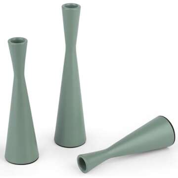 Vixdonos Taper Candle Holders Metal Candlestick Holders Set of 3 Table Mantel Decorative Candle Stand for Dinning,Party，Wedding,Home Decor(Green)