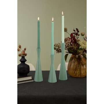 Vixdonos Taper Candle Holders Metal Candlestick Holders Set of 3 Table Mantel Decorative Candle Stand for Dinning,Party，Wedding,Home Decor(Green)