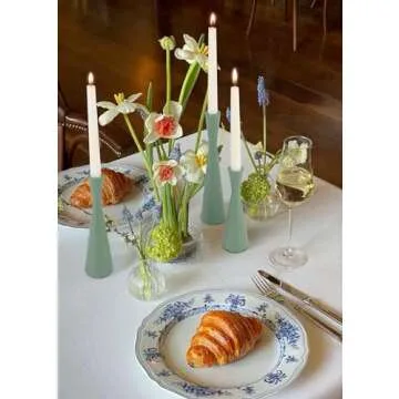 Vixdonos Taper Candle Holders Metal Candlestick Holders Set of 3 Table Mantel Decorative Candle Stand for Dinning,Party，Wedding,Home Decor(Green)