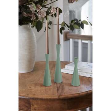 Vixdonos Taper Candle Holders Metal Candlestick Holders Set of 3 Table Mantel Decorative Candle Stand for Dinning,Party，Wedding,Home Decor(Green)