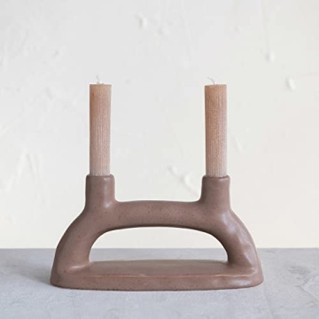 Modern Double Taper Holder - Creative Co-Op Stoneware