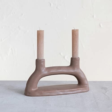 Modern Double Taper Holder - Creative Co-Op Stoneware