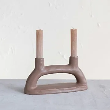 Modern Double Taper Holder - Creative Co-Op Stoneware