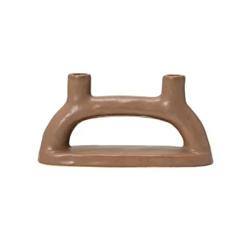 Modern Double Taper Holder - Creative Co-Op Stoneware