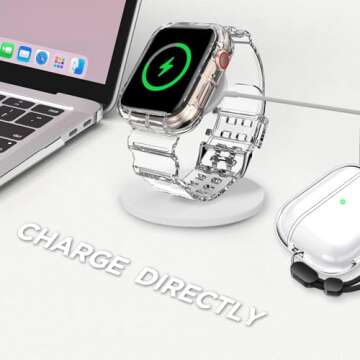 DABAOZA Compatible for Clear Apple Watch Band with Bumper Case 45mm 44mm 42mm, Women Men Glitter Bling TPU Sport Strap for iWatch SE Ultra Series 10 9 8 7 6 5 4 3 2 1（ClearCrystal,45/44/42）