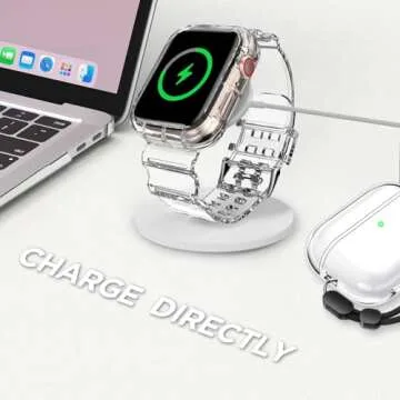 DABAOZA Compatible for Clear Apple Watch Band with Bumper Case 45mm 44mm 42mm, Women Men Glitter Bling TPU Sport Strap for iWatch SE Ultra Series 10 9 8 7 6 5 4 3 2 1（ClearCrystal,45/44/42）