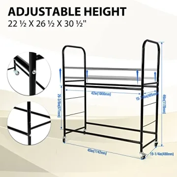 KUAFU Adjustable Steel Rolling Tire Stand with Wheels 8 Tires