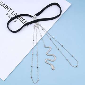 Yheakne Bohemia Layered Snake Leg Chain Silver Snake Thigh Chain Vintage Thigh Leg Chain Rave Bikini Thigh Body Chain Jewelry for Women (Silver)