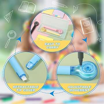 10 Pack Correction Tape Pen Correctional Tape Ink Corrector Tape Correction Tape Eraser for School Office Supplies, 0.2 x 236 Inch