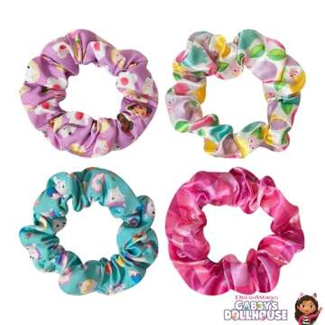 LUV HER Gabby's Dollhouse Cute Scrunchies for Girls of All Ages - 4 Large Hair Scrunchies for Girls ...