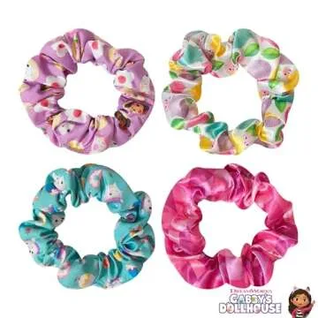 LUV HER Gabby's Dollhouse Cute Scrunchies for Girls of All Ages - 4 Large Hair Scrunchies for Girls ...
