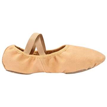 Linodes Dance Shoes for Girls Stretch Canvas Split Sole for Women-Sand-6M