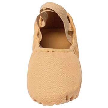 Linodes Dance Shoes for Girls Stretch Canvas Split Sole for Women-Sand-6M