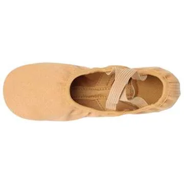 Linodes Dance Shoes for Girls Stretch Canvas Split Sole for Women-Sand-6M