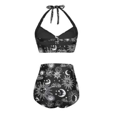 Holipick Black Vintage Two Piece Swimsuit for Women