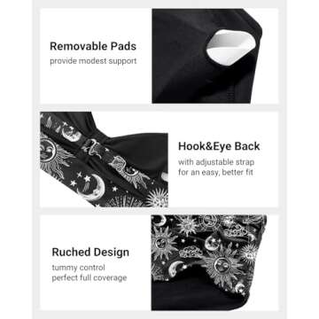 Holipick Black Vintage Two Piece Swimsuit for Women