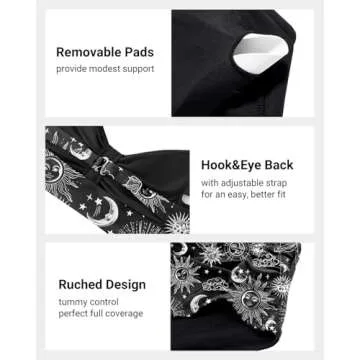 Holipick Black Vintage Two Piece Swimsuit for Women