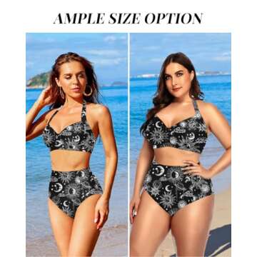 Holipick Black Vintage Two Piece Swimsuit for Women
