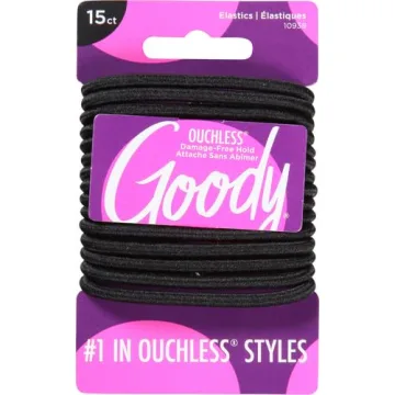 Goody Ouchless Braided Elastics - 15 Count Black