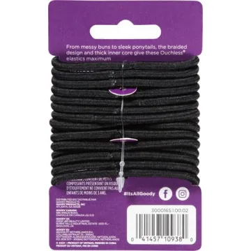 Goody Ouchless Braided Elastics - 15 Count Black