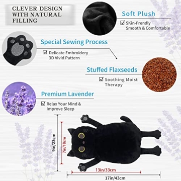Microwave Heating Pad for Pain Relief - Black Cat