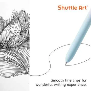 Shuttle Art Retractable Pastel Shifting Gel Ink Pens, 15 Pack Black Ink Pens, Cute Pens 0.5mm Fine Point Soft Aesthetic Barrel for Smooth Writing Journaling Taking Notes School Office Home