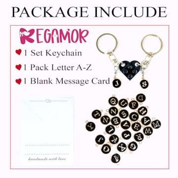REGAMOR Personalized Brick Matching Heart Keychain for Boyfriend Girlfriend Valentines Day Christmas...